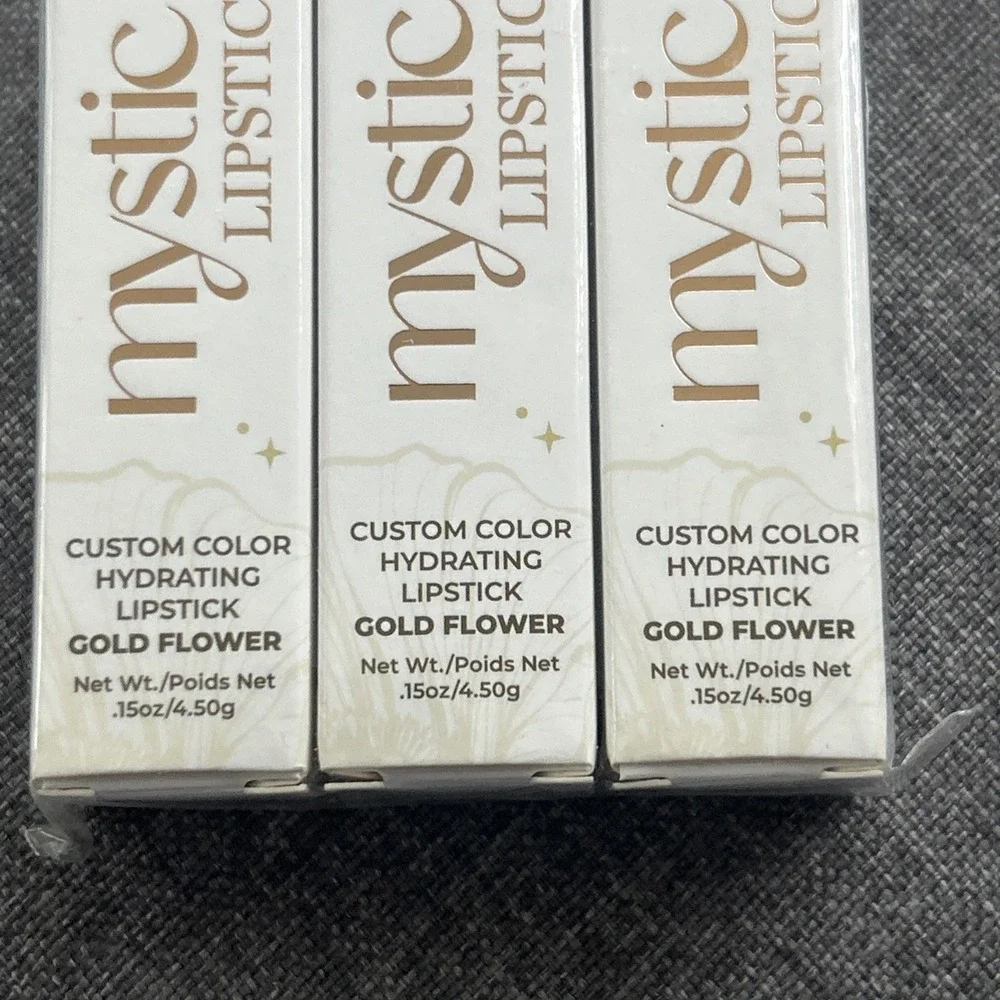 (3)The Beauty Spy Custom Color Hydrating Lipstick .15 oz NIB (Gold Flower)